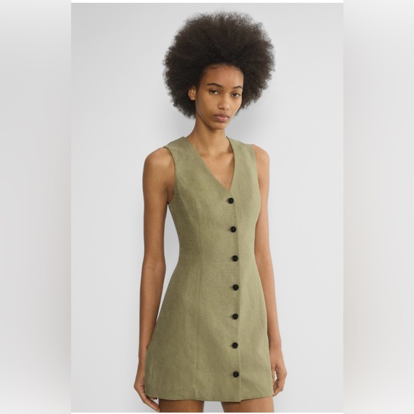 Wilfred Dresses & Skirts - Aritzia Wilford CruiseLine Aria Button-Front V-Neck Vest Mini Dress